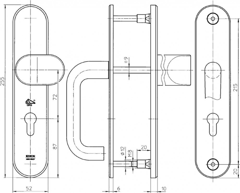 IKON Assa Abloy Stahl Schutzbeschlag Mit PZ Lochung Winkelknauf ikon-assa-abloy-stahl-schutzbeschlag-mit-pz-lochung-winkelknauf