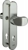 IKON Assa Abloy Stahl-Schutzbeschlag mit PZ-Lochung - Winkelknauf/Drücker Stahl Türbeschlag (S318,FB=Neusilberfarben (F2),TS=65)