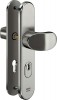 IKON Assa Abloy Stahl-Schutzbeschlag mit Zylinderabdeckung - Winkelknauf/Drücker Stahl Türbeschlag (S408,FB=Silberfarben (F1) (F1),TS=50)