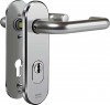 IKON Assa Abloy Stahl-Schutzbeschlag mit Zylinderabdeckung - Drücker/Drücker Feuerschutzbeschläge Türbeschlag (S4K3,VAR=FS,FB=Neusilberfarben (F2),TS=90)