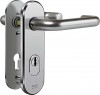 IKON Assa Abloy Stahl-Schutzbeschlag mit Zylinderabdeckung - Drücker/Drücker Feuerschutzbeschläge Türbeschlag (S4K3,VAR=FS,FB=Silberfarben (F1),TS=50)