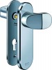 IKON Assa Abloy Stahl-Schutzbeschlag - Winkelknauf/Drücker Stahl Türbeschlag (SB28,FB=Neusilberfarben (F2),TS=90)