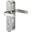 IKON Assa Abloy Stahl-Schutzbeschlag mit PZ-Lochung - Drücker/Drücker Stahl Türbeschlag (S303, FB=Silberfarben (F1), TS=55)