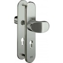 IKON Assa Abloy Stahl-Schutzbeschlag mit PZ-Lochung - Winkelknauf/Drücker Stahl Türbeschlag (S308, FB=Neusilberfarben (F2), TS=100)