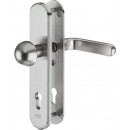 IKON Assa Abloy Stahl-Schutzbeschlag mit PZ-Lochung - Rundknauf/Drücker Stahl Türbeschlag (S316, FB=Silberfarben (F1), TS=60)