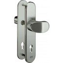 IKON Assa Abloy Stahl-Schutzbeschlag mit PZ-Lochung - Winkelknauf/Drücker Stahl Türbeschlag (S318, FB=Silberfarben (F1), TS=60)