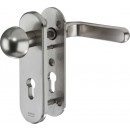 IKON Assa Abloy Stahl-Schutzbeschlag mit PZ-Lochung - Rundknauf/Drücker Stahl Türbeschlag (S326, FB=Neusilberfarben (F2), TS=95)
