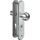 IKON Assa Abloy Stahl-Schutzbeschlag mit Zylinderabdeckung - Rundknauf/Drücker Stahl Türbeschlag (S406, FB=Silberfarben (F1), TS=65)