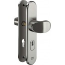 IKON Assa Abloy Stahl-Schutzbeschlag mit Zylinderabdeckung - Winkelknauf/Drücker Stahl Türbeschlag (S408, FB=Neusilberfarben (F2), TS=95)