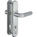 IKON Assa Abloy Stahl-Schutzbeschlag mit Zylinderabdeckung - Drücker/Drücker Stahl Türbeschlag (S413, FB=Neusilberfarben (F2), TS=55)