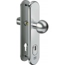 IKON Assa Abloy Stahl-Schutzbeschlag mit Zylinderabdeckung - Rundknauf/Drücker Stahl Türbeschlag (S416, FB=Silberfarben (F1), TS=65)