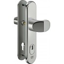 IKON Assa Abloy Stahl-Schutzbeschlag mit Zylinderabdeckung - Winkelknauf/Drücker Stahl Türbeschlag (S418, FB=Silberfarben (F1), TS=55)