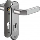 IKON Assa Abloy Stahl-Schutzbeschlag mit Zylinderabdeckung - Drücker/Drücker Stahl Türbeschlag (S423, FB=Silberfarben (F1), TS=75)