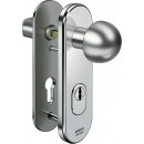 IKON Assa Abloy Stahl-Schutzbeschlag mit Zylinderabdeckung - Rundknauf/Drücker Stahl Türbeschlag (S426, FB=Silberfarben (F1), TS=110)