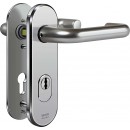 IKON Assa Abloy Stahl-Schutzbeschlag mit Zylinderabdeckung - Drücker/Drücker Feuerschutzbeschläge Türbeschlag (S4K3, VAR=FS, FB=Neusilberfarben (F2), TS=90)