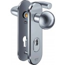 IKON Assa Abloy Stahl-Schutzbeschlag mit Zylinderabdeckung - Rundknauf/Drücker Feuerschutzbeschläge Türbeschlag (S4K6, VAR=FS, FB=Neusilberfarben (F2), TS=65)