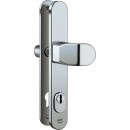 IKON Assa Abloy Stahl-Schutzbeschlag mit Zylinderabdeckung - Winkelknauf/Drücker Stahl Türbeschlag (S648, FB=Silberfarben (F1), TS=70)