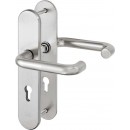 IKON Assa Abloy Stahl-Schutzbeschlag mit PZ-Lochung - Drücker/Drücker Stahl Türbeschlag (SX03, FB=Silberfarben (F1), TS=60)