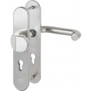 IKON Assa Abloy Stahl-Schutzbeschlag mit PZ-Lochung - Winkelknauf/Drücker Stahl Türbeschlag (SX08, FB=Neusilberfarben (F2), TS=80)