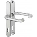 IKON Assa Abloy Stahl-Schutzbeschlag mit PZ-Lochung - Drücker/Drücker Stahl Türbeschlag (SX43, FB=Silberfarben (F1), TS=65)