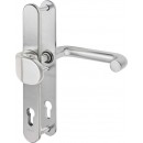 IKON Assa Abloy Stahl-Schutzbeschlag mit PZ-Lochung - Winkelknauf/Drücker Stahl Türbeschlag (SX48, FB=Silberfarben (F1), TS=95)
