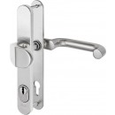 IKON Assa Abloy Stahl-Schutzbeschlag mit Zylinderabdeckung - Winkelknauf/Drücker Stahl Türbeschlag (SXR8, FB=Neusilberfarben (F2), TS=110)