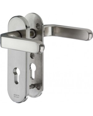 IKON Assa Abloy Stahl-Schutzbeschlag mit PZ-Lochung - Drücker/Drücker Stahl Türbeschlag (S323,FB=Neusilberfarben (F2),TS=110)
