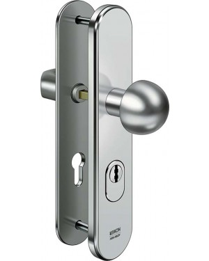 IKON Assa Abloy Stahl-Schutzbeschlag mit Zylinderabdeckung - Rundknauf/Drücker Stahl Türbeschlag (S406,FB=Neusilberfarben (F2),TS=80)