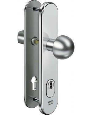 IKON Assa Abloy Stahl-Schutzbeschlag mit Zylinderabdeckung - Rundknauf/Drücker Stahl Türbeschlag (S416,FB=Neusilberfarben (F2),TS=110)