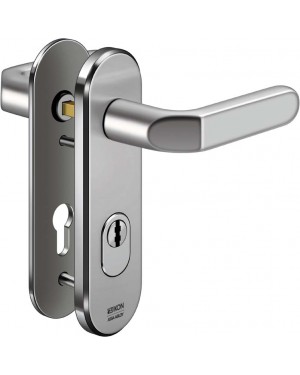IKON Assa Abloy Stahl-Schutzbeschlag mit Zylinderabdeckung - Drücker/Drücker Stahl Türbeschlag (S423,FB=Silberfarben (F1),TS=40)