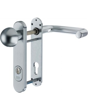 IKON Assa Abloy Stahl-Schutzbeschlag - Rundknauf/Drücker Feuerschutzbeschläge Türbeschlag (S6B6,VAR=FS,FB=Silberfarben (F1),TS=70)