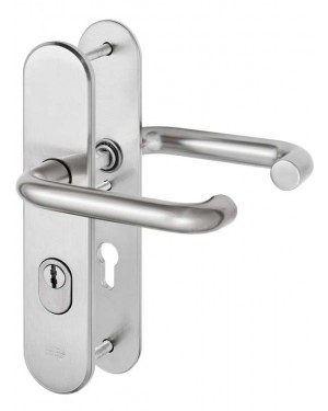 IKON Assa Abloy Stahl-Schutzbeschlag mit Zylinderabdeckung - Drücker/Drücker Stahl Türbeschlag (SXL3,FB=Neusilberfarben (F2))
