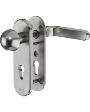 IKON Assa Abloy Stahl-Schutzbeschlag mit PZ-Lochung - Rundknauf/Drücker Stahl Türbeschlag (S326,FB=Silberfarben (F1),TS=50)