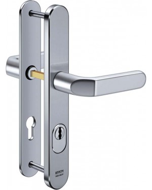 IKON Assa Abloy Stahl-Schutzbeschlag mit Zylinderabdeckung - Drücker/Drücker Stahl Türbeschlag (S633,FB=Silberfarben (F1),TS=40)