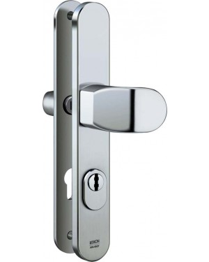 IKON Assa Abloy Stahl-Schutzbeschlag mit Zylinderabdeckung - Winkelknauf/Drücker Stahl Türbeschlag (S638,FB=Silberfarben (F1),TS=90)