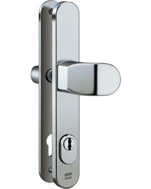 IKON Assa Abloy Stahl-Schutzbeschlag mit Zylinderabdeckung - Winkelknauf/Drücker Stahl Türbeschlag (S648,FB=Silberfarben (F1),TS=90)