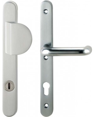 IKON Assa Abloy Schutzbeschlag mit Zylinderabdeckung - Griffplatte/U-Form Drücker Aluminium Beschlag Türbeschlag (SM12 45986)